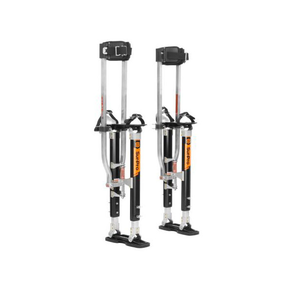 Échasses double-support T2 réglables de 45 à 76 cm en aluminium avec sangle de maintien pour travaux de bâtiment