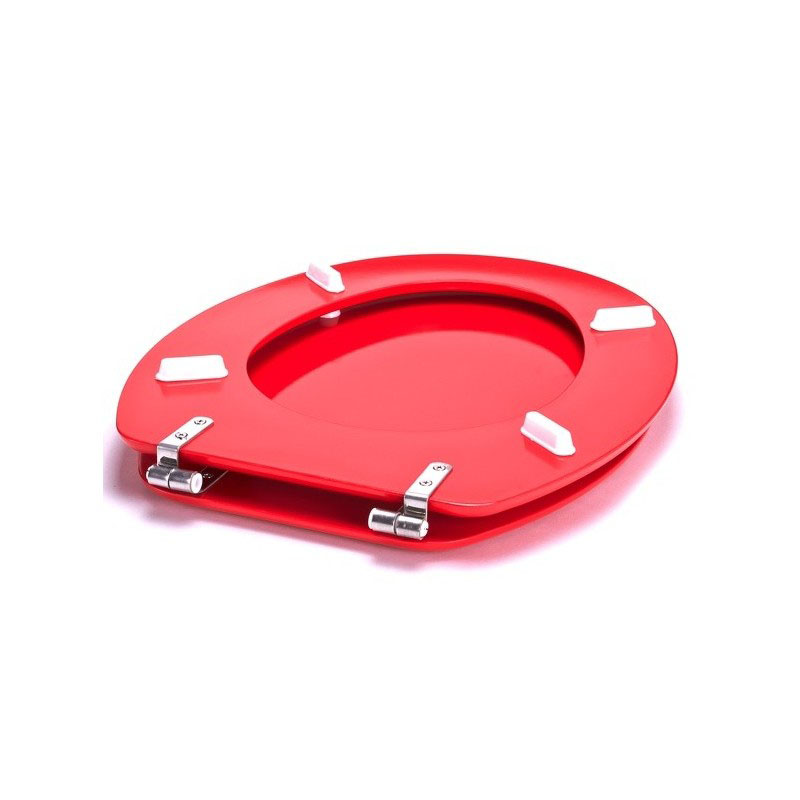 Abattant WC MDF Rouge Charnières Inox