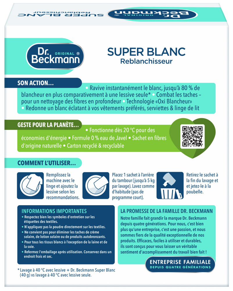 Super Blanc Reblanchisseur 4 Sachets de 40 g