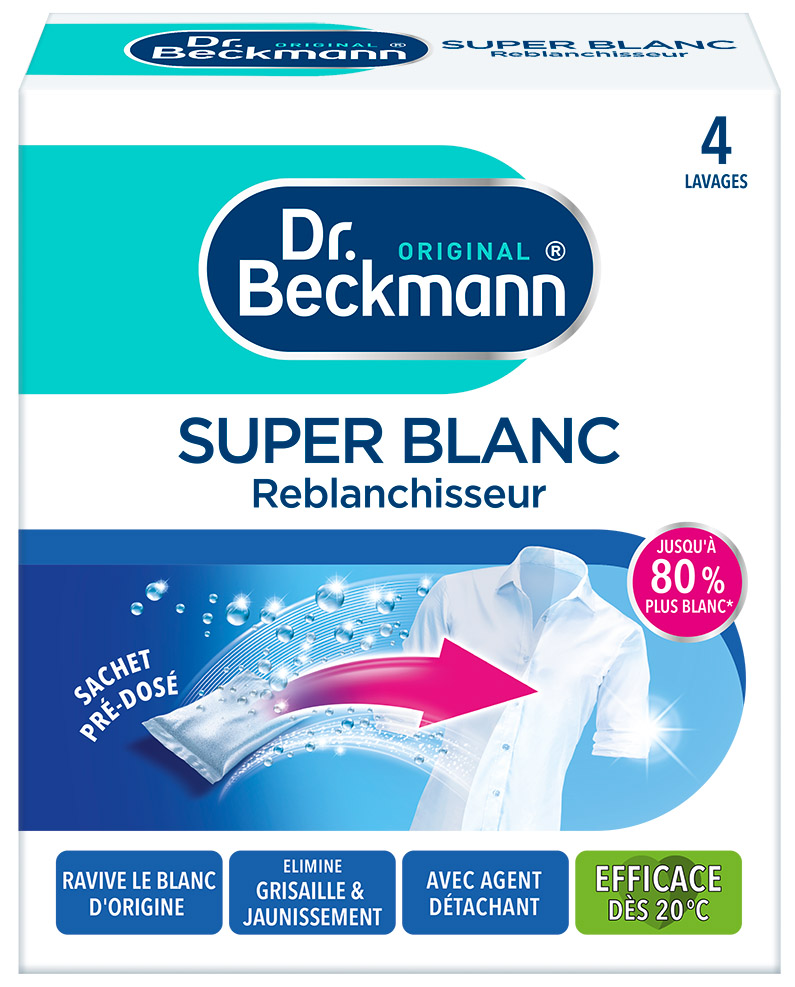 Super Blanc Reblanchisseur textile en 4 sachets de 40 g pour linge blanc éclatant