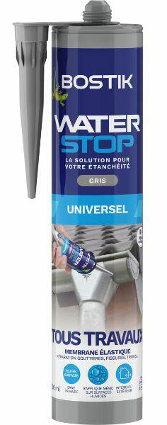 Mastic polymère d'étanchéité Waterstop gris pour tous travaux, cartouche de 290 ml