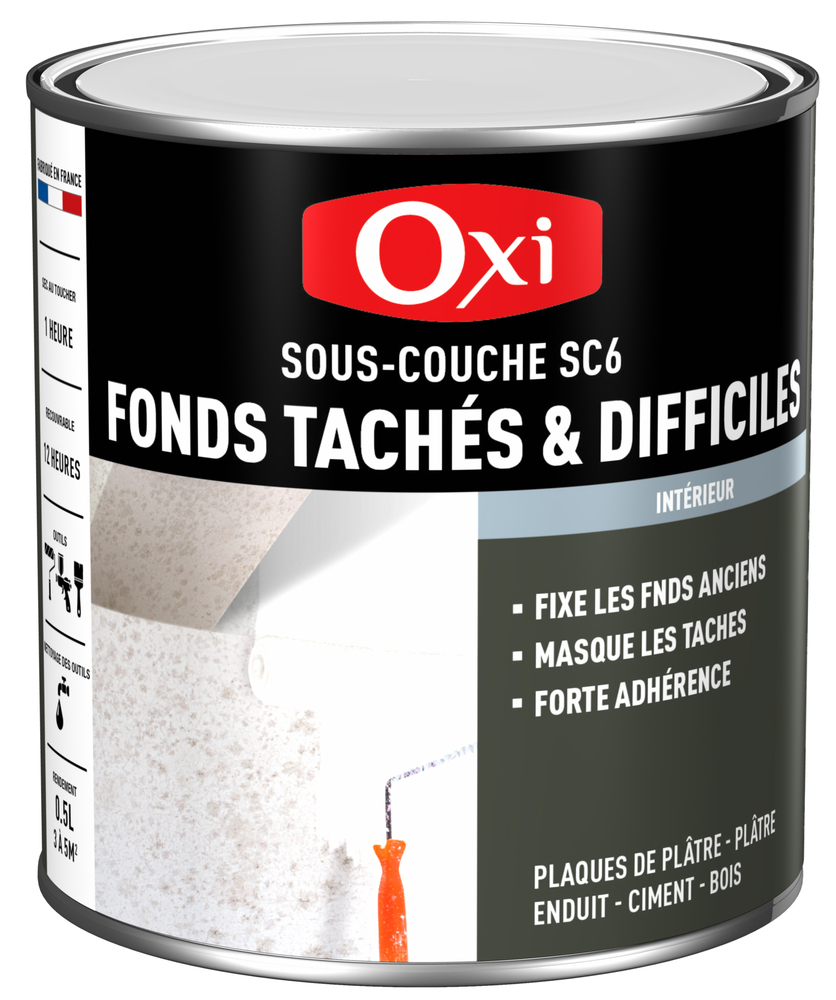 Sous-couche peinture intérieure isolante SC6 0.5L pour fonds tachés et difficiles