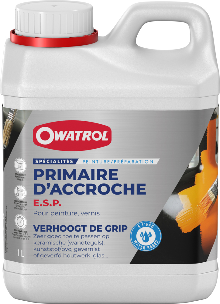 Primaire d'accroche E.S.P. 1L pour supports lisses, préparation de surface avant peinture