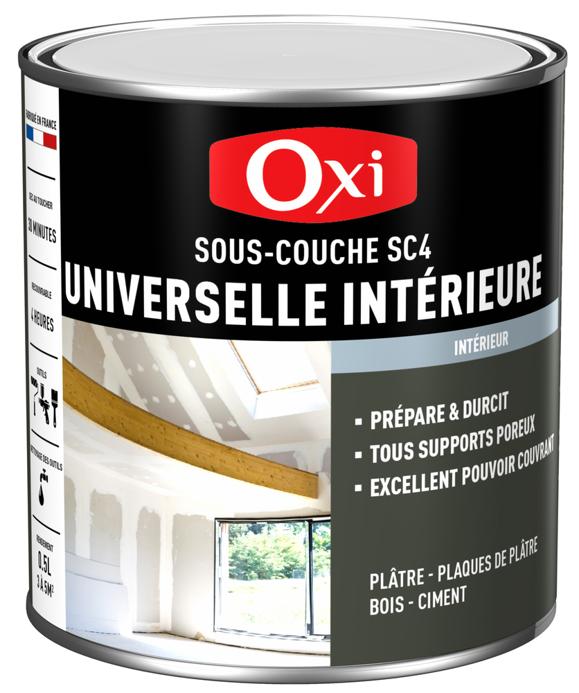 Pot de sous-couche universelle blanche SC4 pour intérieur, idéal pour préparer les supports avant peinture.