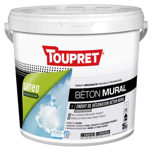 Enduit décoratif Sanéo Béton Mural 15 kg pour murs intérieurs effet béton ciré