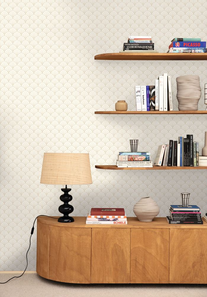 GAG103820242 - Papier Peint Vinyle Sur Intissé Blanc et Or