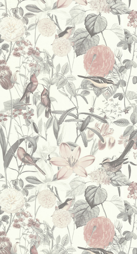 Papier peint vinyle sur intissé à motifs floraux Jardin Anglais naturel