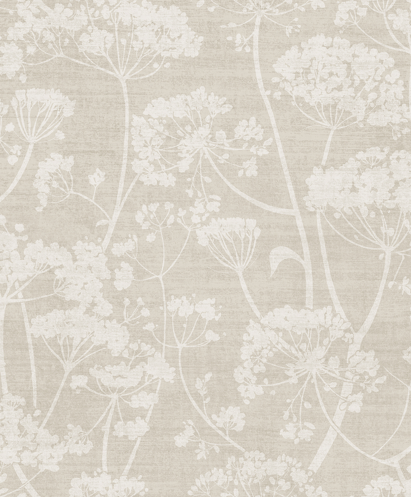 Papier Peint Vinyle Intissé beige motif floral délicat Cow Parsley