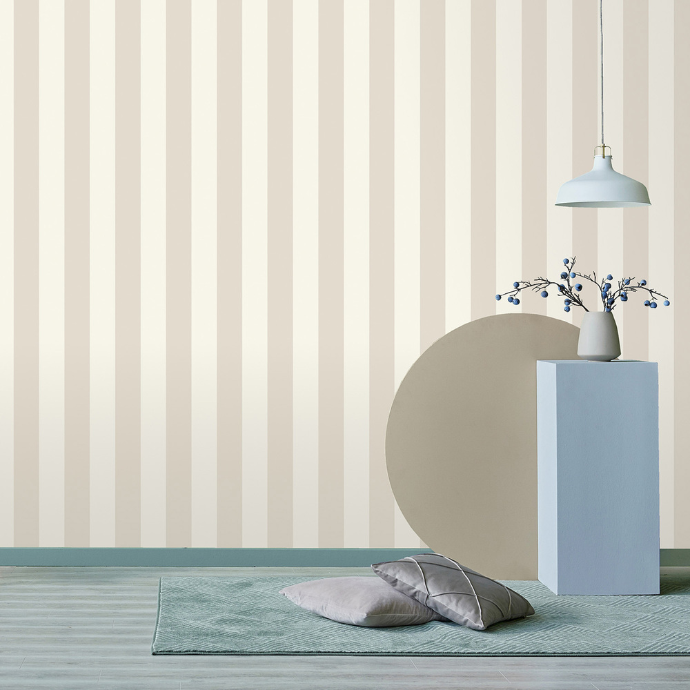 51231617 - Papier Peint Vinyle Sur Intissé Rayures XL Beige Sable
