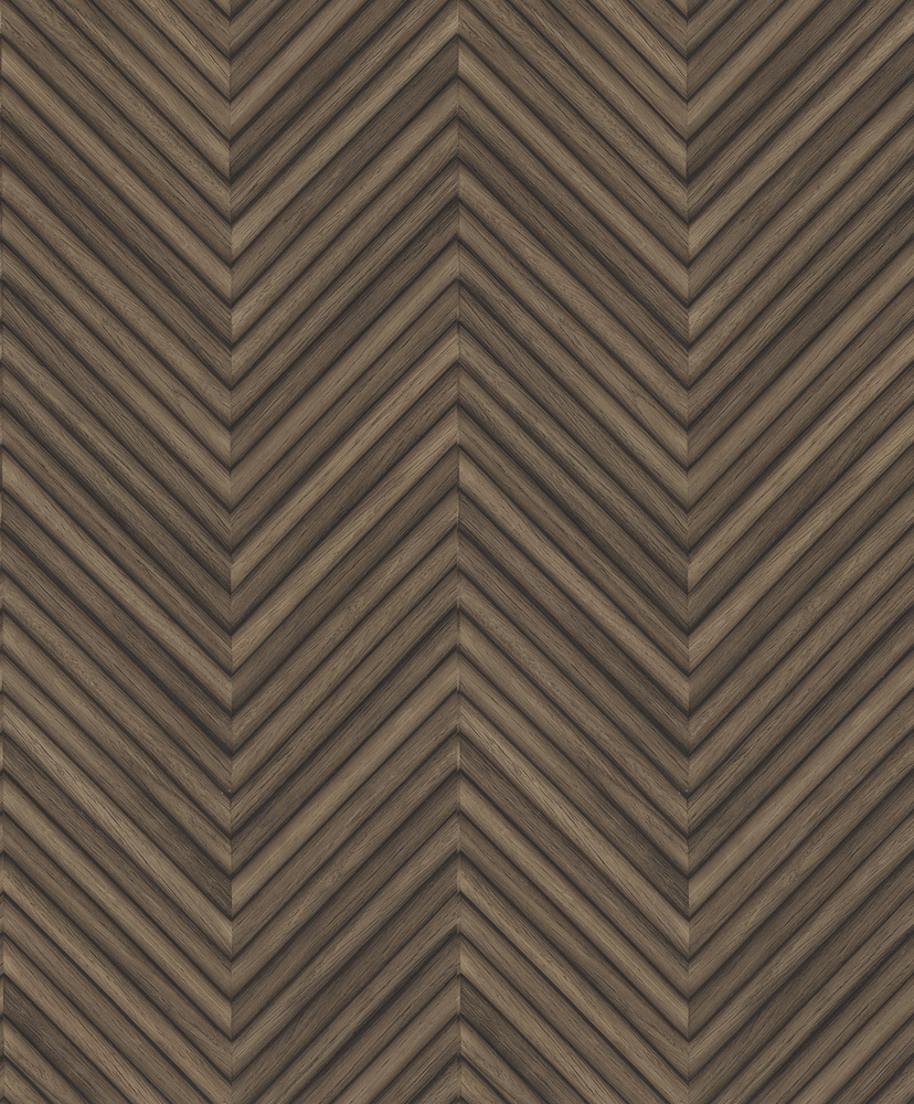 Papier Peint Intissé Effet Chevron Bois Foncé pour une ambiance chaleureuse et moderne