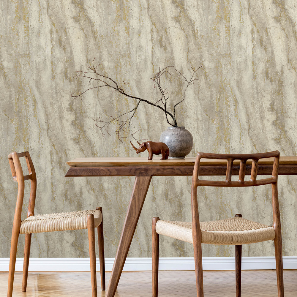 A81702 - Papier Peint Vinyle Intissé Structured Marble Beige