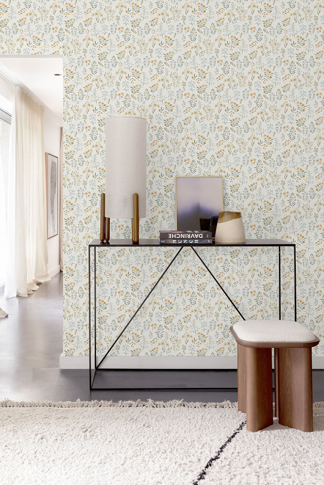A80102 - Papier Peint Vinyle Intissé Placed Posey Rose Beige