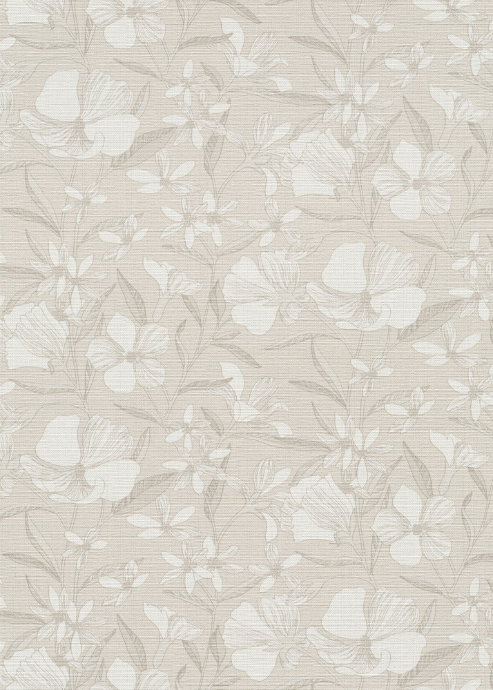 Papier peint vinyle grainé sur intissé Brise beige, motif intemporel et texture subtile.
