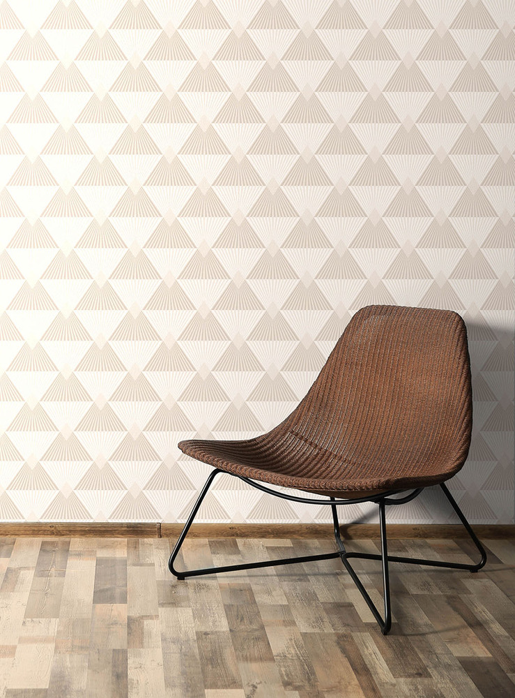 51164507 - Papier Peint Expansé Sur Intissé Art Deco Pailleté Beige
