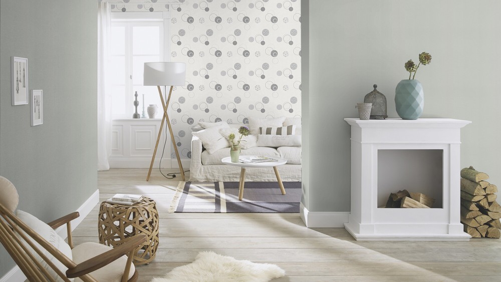 474930 - Papier Peint Vinyle Uni Planet Gris Clair