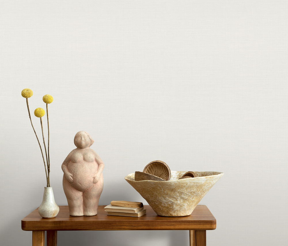 10262-25 - Papier Peint Vinyle Grainé Sur Intissé Linea Tissu Blanc