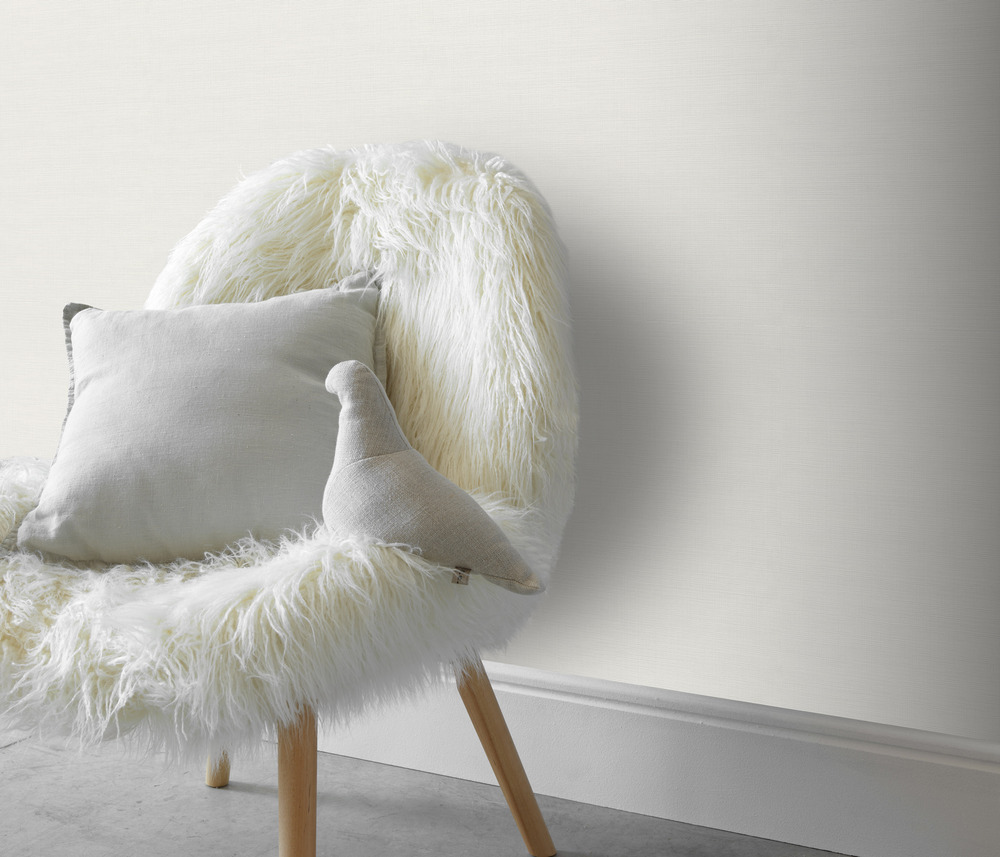 10262-25 - Papier Peint Vinyle Grainé Sur Intissé Linea Tissu Blanc