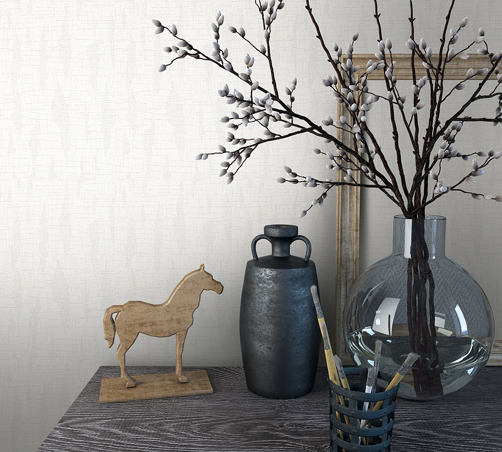 59335 - Papier Peint Intissé Effet Plâtre Rayé Blanc