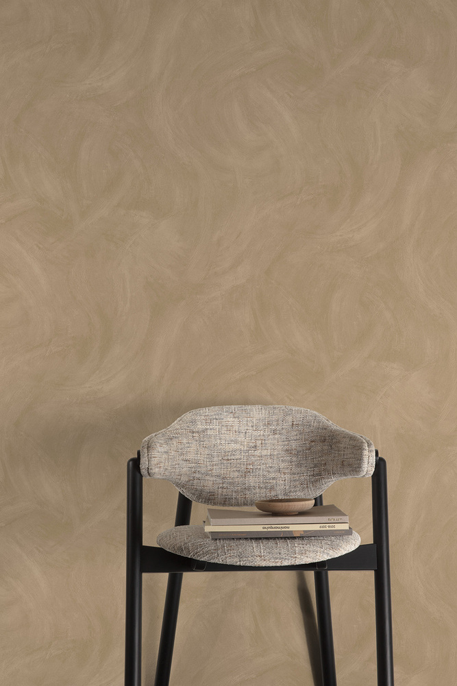 A78705 - Papier Peint Vinyle Sur Intissé Spatulé Terre De Sienne