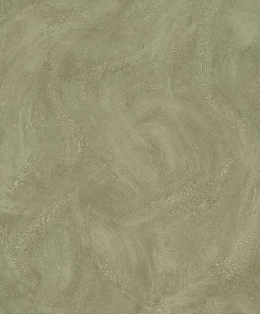 Papier peint vinyle sur intissé kaki avec effet spatulé et finition mate