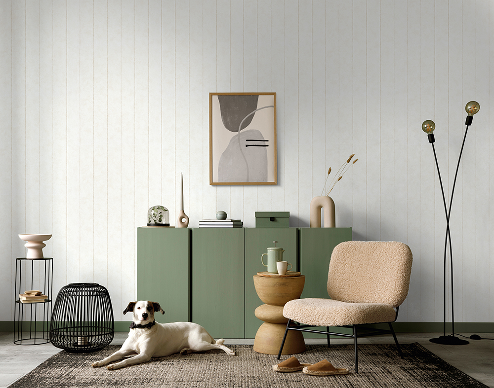 34402 - Papier Peint Intissé Effet Enduit Nuagé Blanc Grisé