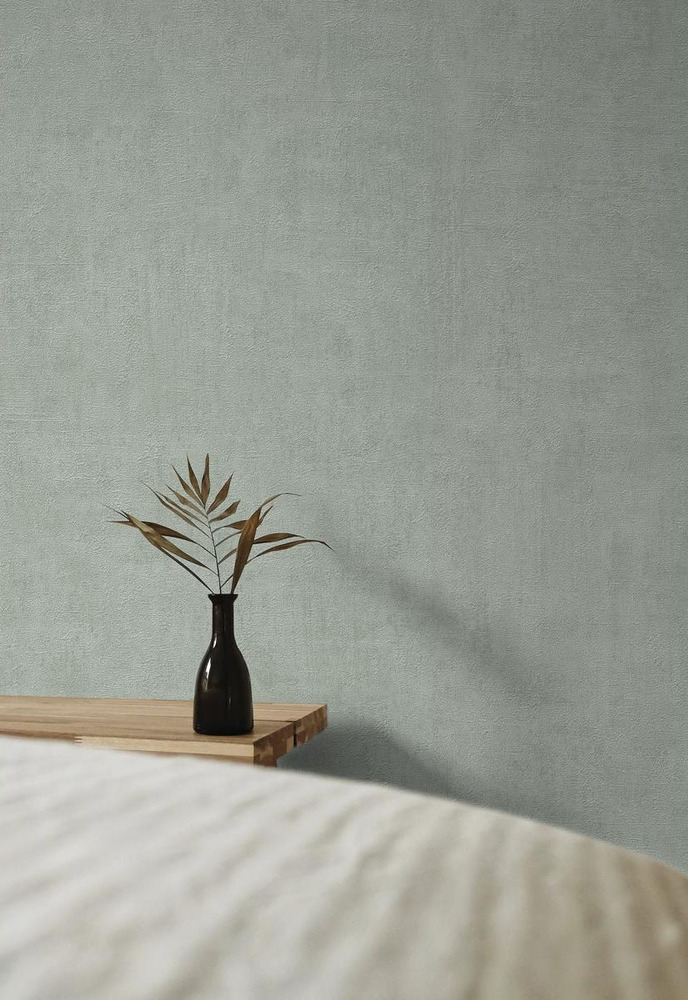 A51518 - Papier Peint Vinyle Intissé Patine Uni Vert Celadon