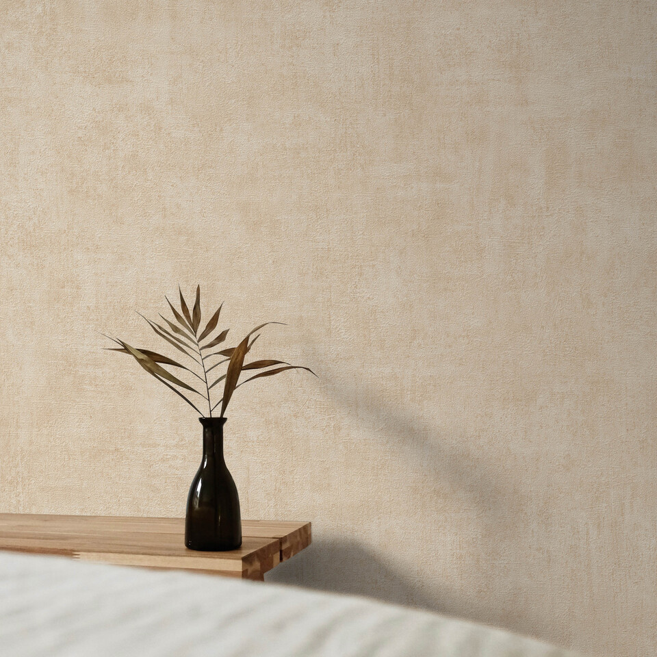 A51511 - Papier Peint Vinyle Intissé Annabella Uni Beige Nature