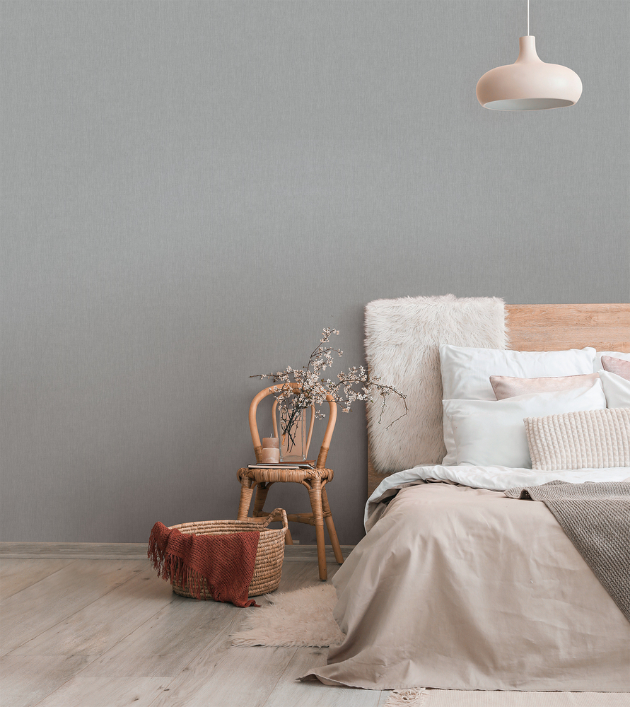 32227 - Papier Peint Intissé Effet Textile Tissé Gris Moyen