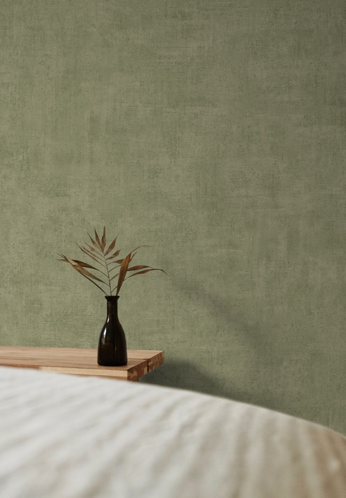 A51515 - Papier Peint Vinyle Sur Intissé Annabella Uni Vert