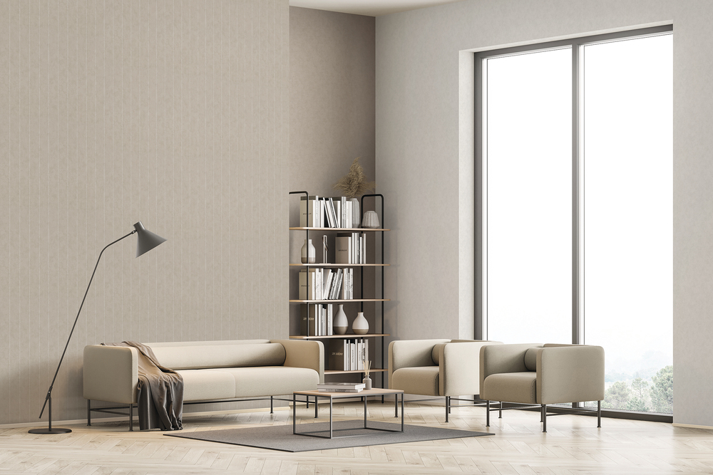 34406 - Papier Peint Intissé Rayures Effet Enduit Gris Clair