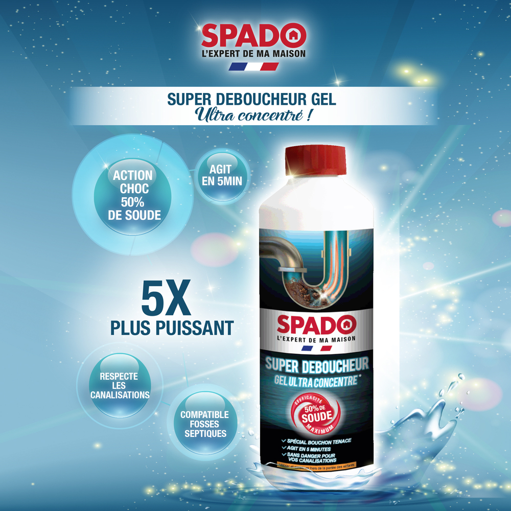 Super Déboucheur Ultra Concentré en Gel Flacon 500g
