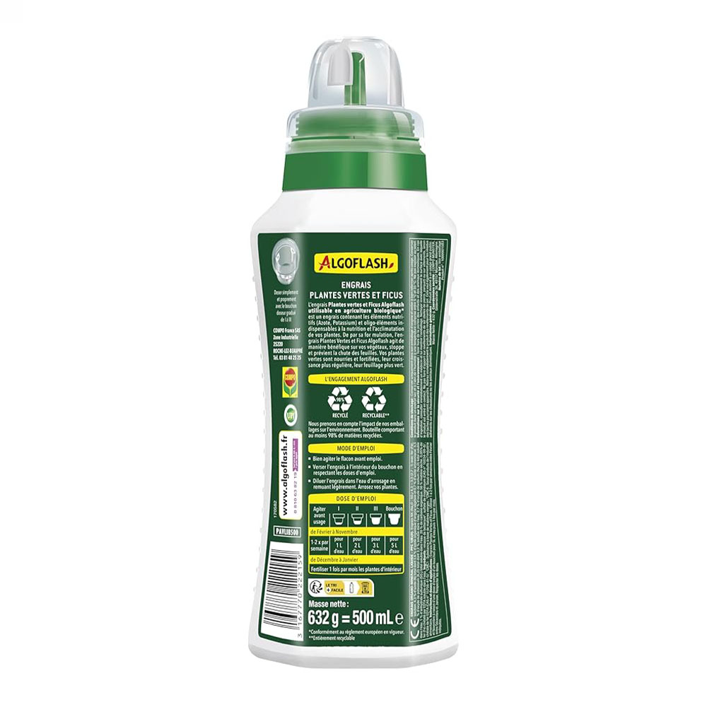 Engrais Plantes Vertes et Ficus Liquide UAB 500 ml