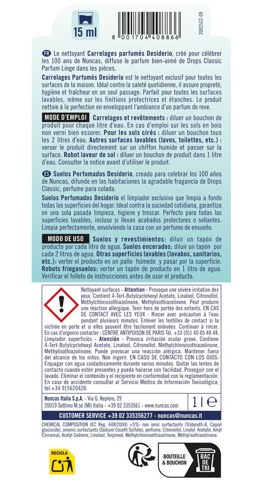 Nettoyant Carrelages Parfumés 1L Edition Limitée 100 ans