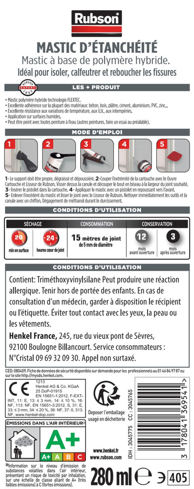 Mastic d'Etanchéité Waterproof Gris 280 ml