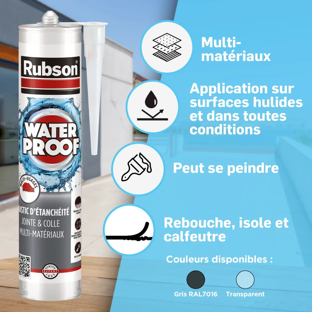 Mastic d'Etanchéité Waterproof Gris 280 ml