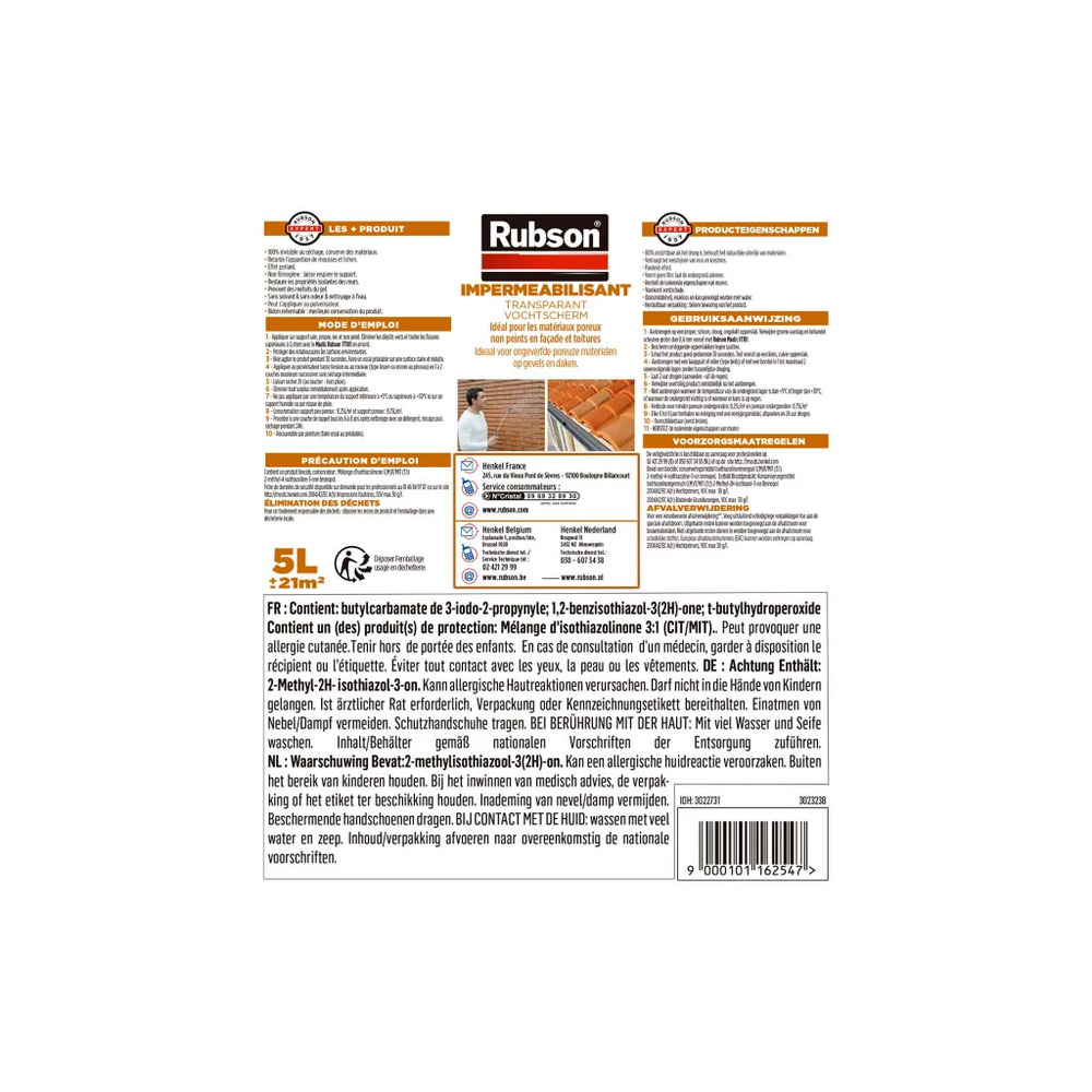 Waterproof Imperméabilisant Liquide Étanchéité Murs Extérieurs & Toiture 5L