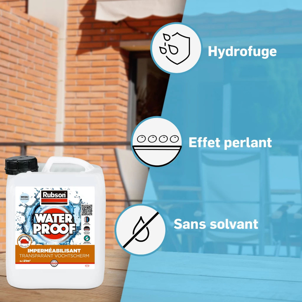 Waterproof Imperméabilisant Liquide Étanchéité Murs Extérieurs & Toiture 5L