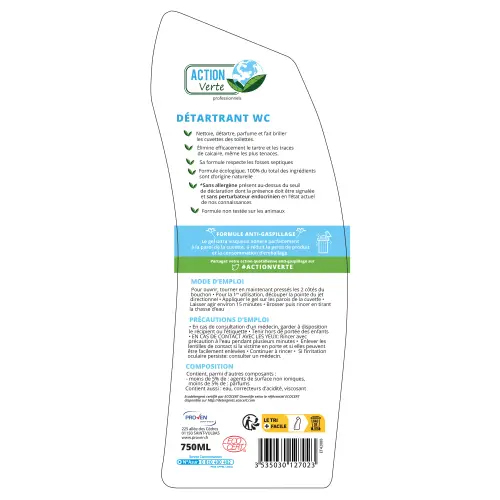 Gel Détartrant WC Ecocert  750 ml