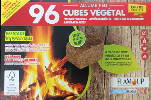 Allume-feu 100% végétal en 96 cubes pour barbecue et cheminée
