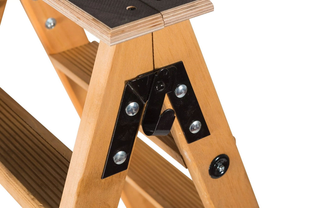 Escabeau Bois Double Accès 2 x 4 Marches + Tablette Multiplis