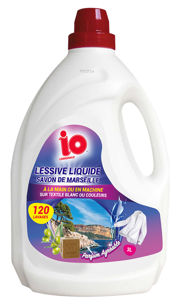 Lessive liquide au Savon de Marseille 3L dans un bidon avec étiquette verte, pour un lavage efficace et respectueux du linge.