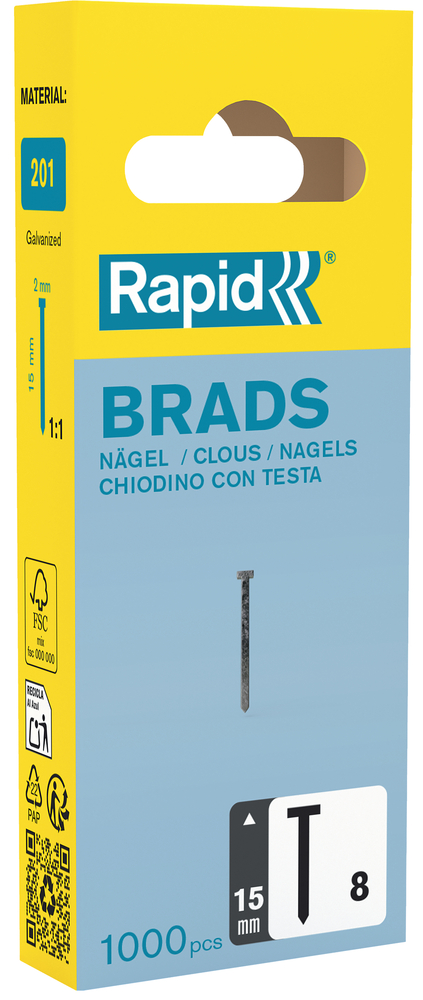 Clous n°8/15 mm Galvanisés Blister de 1000