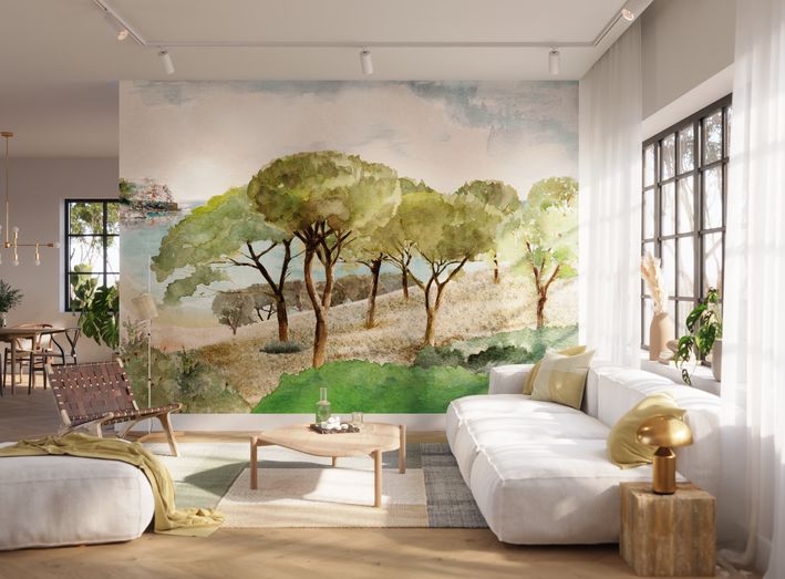 20000 - Papier Peint Intissé Song Of Crickets Vert Lichen  - M