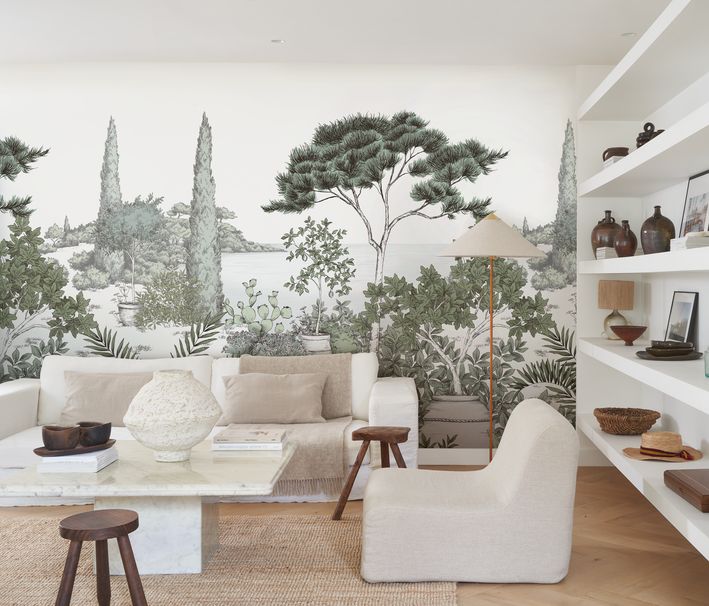 20001 - Papier Peint Intissé A L'Ombre Des Pins Vert Eucalyptus  - L