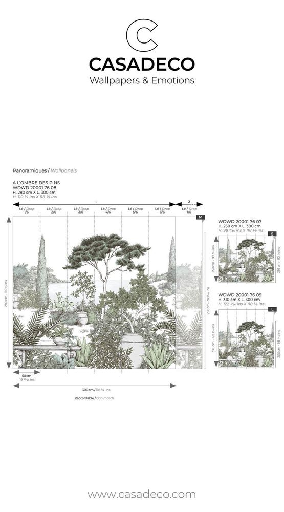 20001 - Papier Peint Intissé A L'Ombre Des Pins Vert Eucalyptus  - M