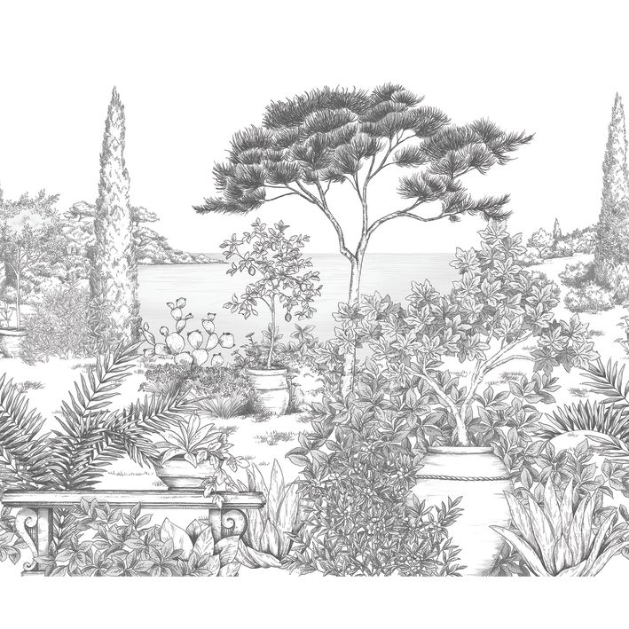 20001 - Papier Peint Intissé A L'Ombre Des Pins Noir Fusain  - S