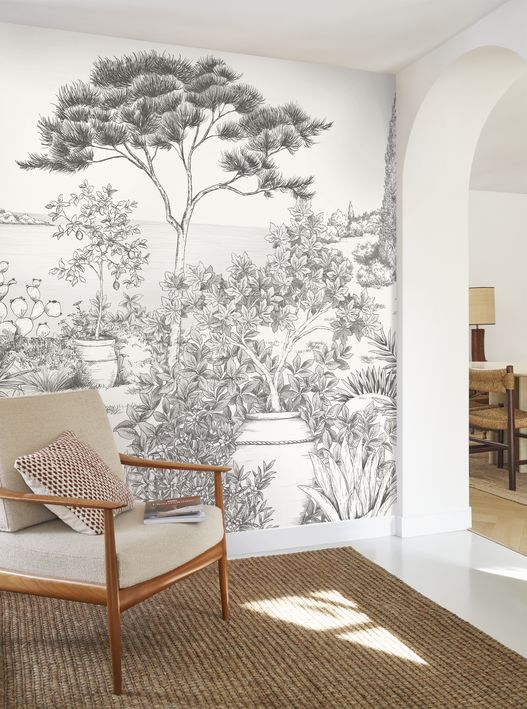 20001 - Papier Peint Intissé A L'Ombre Des Pins Noir Fusain  - M