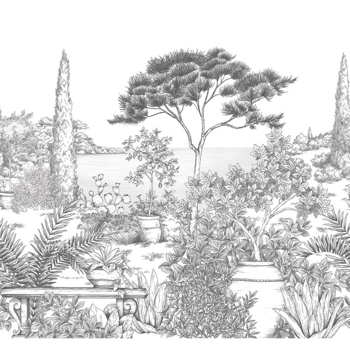 20001 - Papier Peint Intissé A L'Ombre Des Pins Noir Fusain  - M