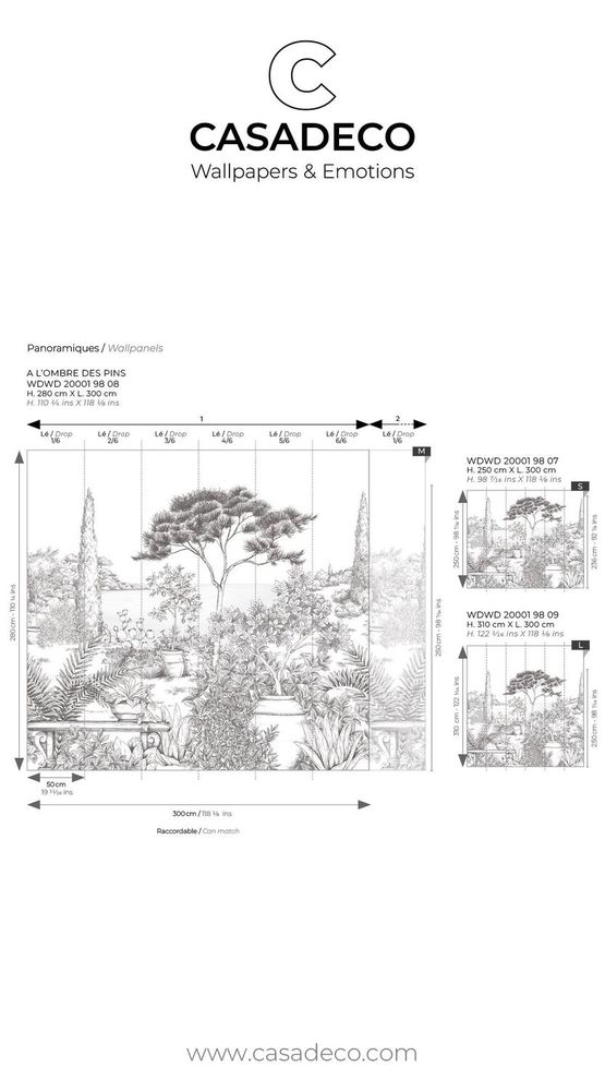 20001 - Papier Peint Intissé A L'Ombre Des Pins Noir Fusain  - M