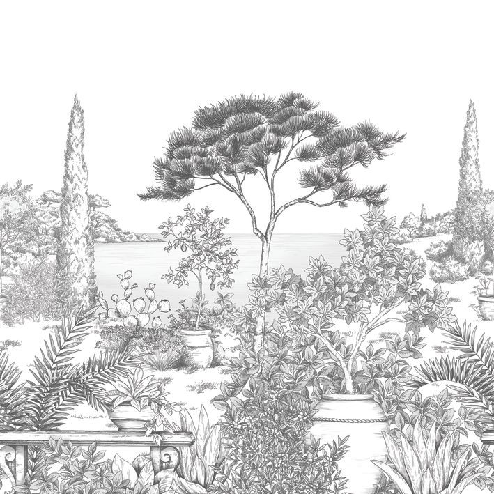 20001 - Papier Peint Intissé A L'Ombre Des Pins Noir Fusain  - L